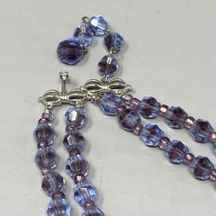 VTG Marvella Czech Glass Beaded Necklace Cobalt Blue Purple Coated Stunning 15″