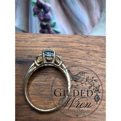 Vintage 14K Gold Aquamarine & Diamond Ring | Size 5.75 | Estate Fine Jewelry
