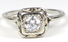 Antique Art Deco 1920’s Diamond Engagement 18KW Ring Size 6 UK-L1/2 EGL USA