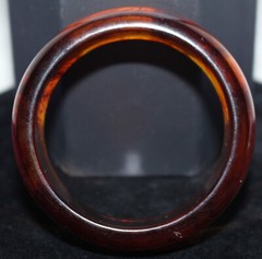 Vintage Bakelite Bangle Bracelet Amber Root Beer Swirl 7’