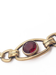 Vintage STURDY 1/20 12K Gold Filled on Silver Red Stone Link Bracelet 7.25in