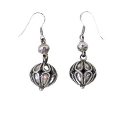 Vintage 925 Sterling Silver Dangle Filigree Bauble Earrings Gift for Women
