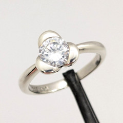 Vintage Elegant RING Silver 925 with Bright Stone -size: 6.5US (16.7mm)| UA #126