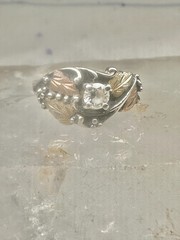 Black Hills Gold ring leaves CZ band size 5.75 sterling silver women girls