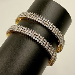 22K Gold Plated Cubic Zirconia Bangle Set Handmade South Indian Ethnic Jewelry