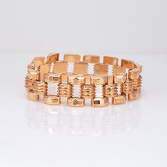 1940s Portuguese Retro Bracelet 19k Rose Gold 7.5″ Fine Jewelry Square Link