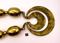 Vintage Artisan Statement Brass Made in India Necklace and Earrings