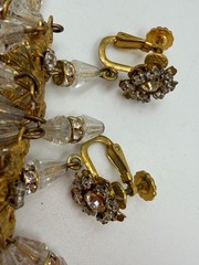Vintage Earrings Clip On Miriam Haskell Chandelier Glass Missing Bead
