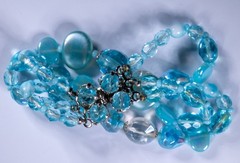 Vintage Made in Germany Blue Glass Bead Multi-Strand Bracelet 6.25″ Silver Tone