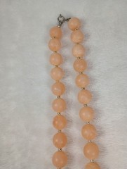 Vintage Peach Satin Glass Beaded Necklace Soft Glow Classic Elegant