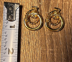 VINTAGE Thailand Gold Plated Twisted Rope DoorKnocker Earrings Pierced Post 1″