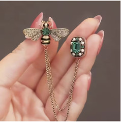 BROOCH-Exquisite Hollow Bee Pearl Rhinestone Brooch