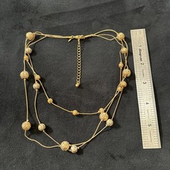 Avon Gold Tone Multi Strand Beaded Necklace Layered Filigree Station 16-19”