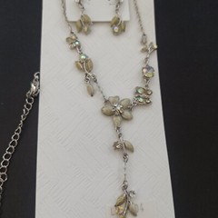 Vintage Gold Orange Necklace Victorian Chandelier Signed VCLM Crystals Cocktail
