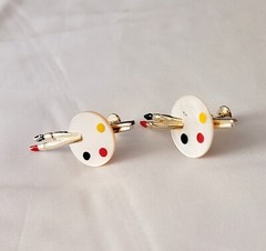 Vintage Gold Tone Screw Back Painters Palet Artist Earrings No Holes Needed
