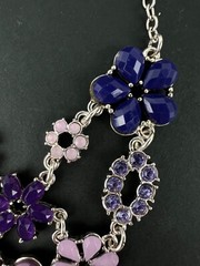 Avon NWT Silver Tone Purple Lilac Flowers Statement Necklace & Size 8 Ring Set