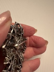 VTG POT METAL AURORA BOREALIS RHINESTONE 2.25” DIAMETER BROOCH PIN PENDANT