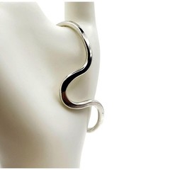 Sterling Silver Cuff Bracelet Modernist Abstract Sculptural 925 Bangle 15g Vtg