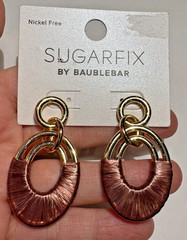 NWT Sugarfix by Baublebar Brown Wrap Dangle Gold tone Hoop Stud Earrings