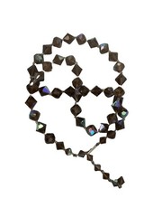 Vintage 1950s Iridescent Smoky Gray Aurora Borealis Crystal Bead Necklace