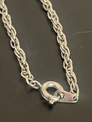 Vintage Silver Tone Magnifying Glass Necklace on 30 Inch Chain Crystal Accents