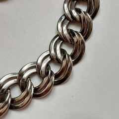 Vintage Silver Tone Double Link Necklace & Bracelet with Hinged Clip Clasp