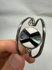 Vintage Taxco Mexican Sterling Silver Bracelet Abalone