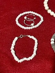 Pearl Jewelry Lot 5 Bracelets, 1 Pin And 7 Earrings Gold Silver Rhinestones Nice