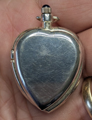 Vintag Victorian Lindenwold Silver Heart Shape Pendant Watch W 1937 Mercury Dime