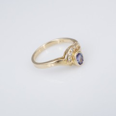 14k Tanzanite Diamond Cocktail Ring Yellow Gold Natural Size 8 RG4927