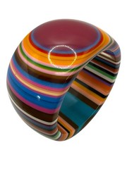 Resin Or Acrylic Layered Striped Colorful Bullseye Bangle Chunky Bracelet