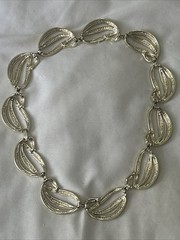 Vintage Modernist Open Link Choker Necklace Mid Century Wave Openwork 18”
