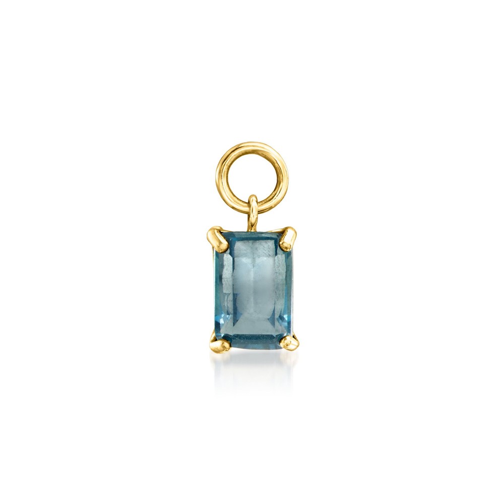 RS Pure by Ross-Simons London Blue Topaz Hoop Charms in 14kt Yellow Gold