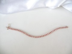 Gold on Sterling Silver 925 Natural Morganite Tennis Bracelet 7.5″