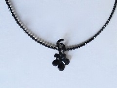 Antique Vauxhall Glass Flower With Vintage Spinel Bead Adjustable Necklace