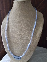Monet Signed Pastel Blue Frosted & Translucent Bead 5.92mm Necklace 32″ Vtg