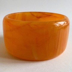 Vintage lucite acrylic bracelet orange swirl wide 1.5 chunky translucent