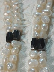 Mother of Pearl white beaded necklace, freshwater pearls? + other necklaces.