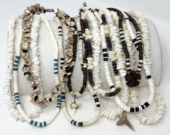 Vintage Y2K 90s Puka Shell Heishi Necklace Lot (10) Surfer Hawaiian Summer Beach