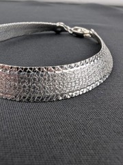 Milor Italy 925 Sterling Silver Wide Textured Herringbone Bracelet 7.5” 13.55g