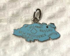 2 VTG Sterling Silver Enamel Charms Pendants Nassau Bahamas Map and Policeman