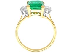 Antique 2.21Ct Emerald and 0.60Ct Diamond, 18k Yellow Gold Ring Circa 1935