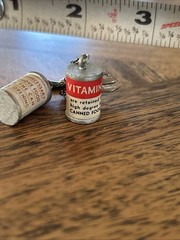 Vintage Vitamin Canned Goods Charm Can Opener Brooch Pin 1950s