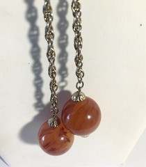 Vintage 1960s Silver Tone Resin Ball Tie Rope Chain Necklace 24” 24mm Balls