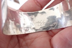 Vintage Modernist Sterling Silver Cuff Bracelet Abstract Bear Design Signed 30 G