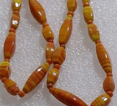 Vintage 1930s Czech or Italian Art Glass Beads 23″ Necklace Yellow Brown Knotted