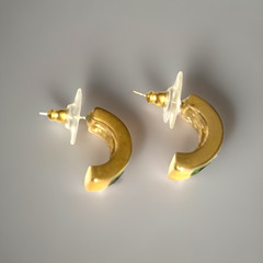 Roman Channel Set Earrings Vintage Mixed Gem Gold Tone Jewelry