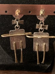 Vtg. Sterling Silver .925 & Brass Mexico Boys 2 1/2 Inch Earrings Some Tarnish