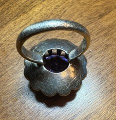 ESTATE VINTAGE TAXCO MEXICO PURPLE PINK SAPPHIRE STERLING SILVER RING Sz. 6.25