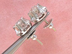 ANTIQUE 1.35ctw MINE DIAMOND PLATINUM BALLERINA SETTING 10 mm STUD EARRINGS 1930